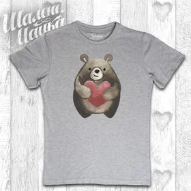 Прикольные футболки: Мишка с сердцем Акварель